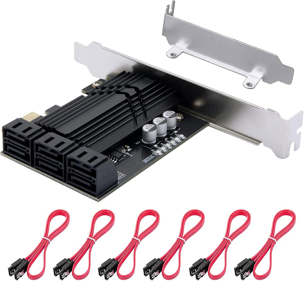 PCIe x1 6 Port SATA 3.0 Expansion Card with 6 SATA Cables H538