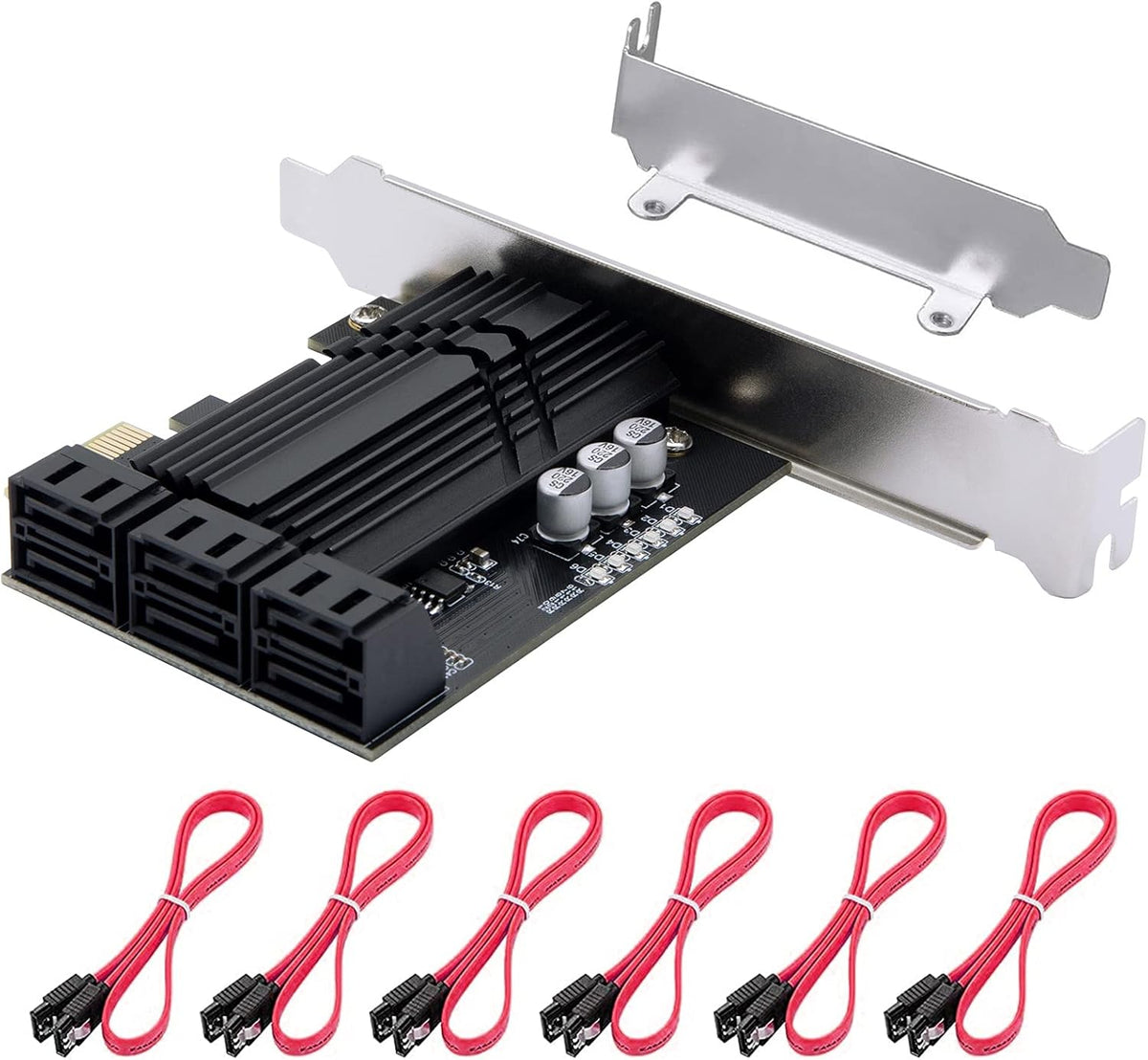 PCIe x1 6 Port SATA 3.0 Expansion Card with 6 SATA Cables H538