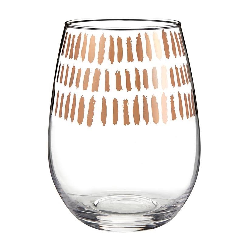 Clear Rose Gold Stemless Wine Glass N6777