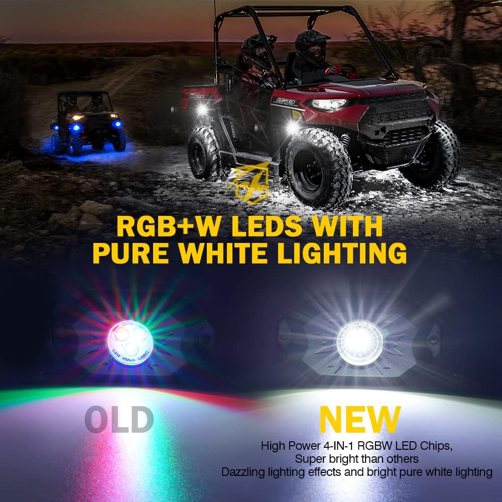 Multicolor LED Rock Lights Kit with Bluetooth Remote, 8 Pods J4492