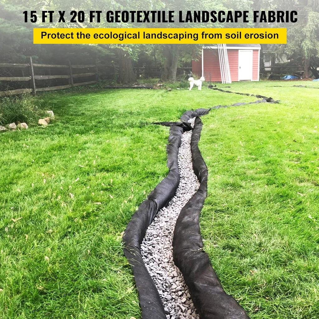 4OZ Heavy Duty Geotextile Landscape Fabric, 15ft x 20ft Black Pack of 2 L38799