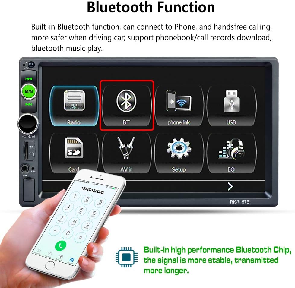 Double Din Car Stereo with CarPlay Android Auto Bluetooth 7 Inch Touch Screen Backup Camera J69380