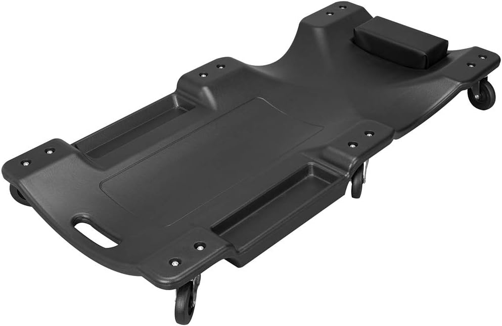 Black Blow Molded Plastic Rolling Creeper with Padded Headrest G40640
