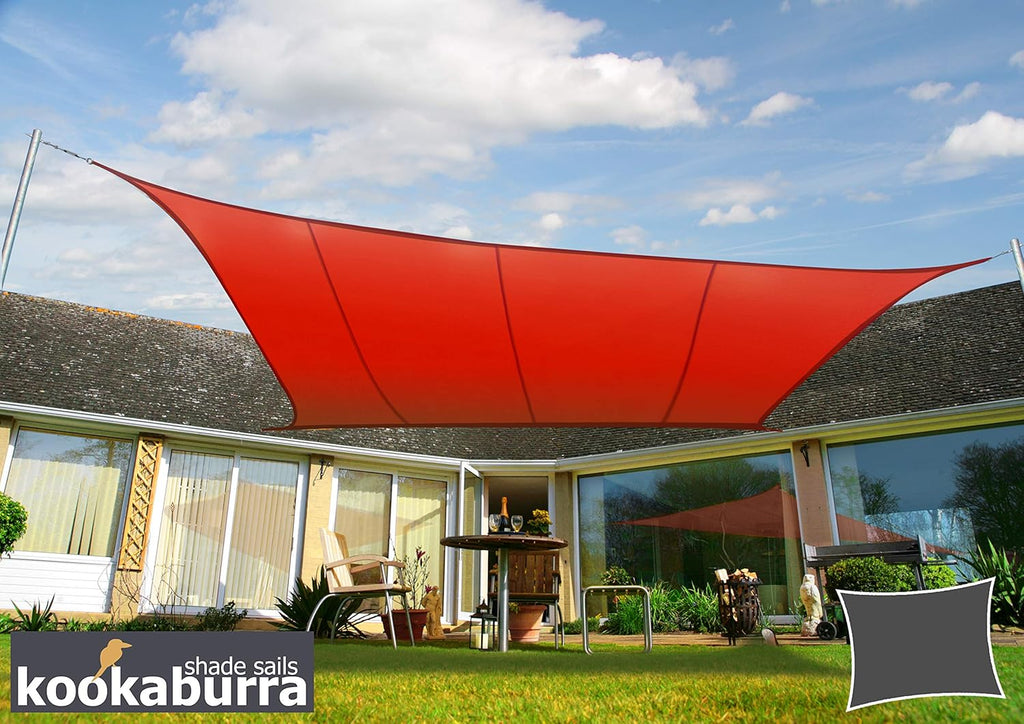 Waterproof Red Sun Shade Sail Canopy 9ft 10 x 6ft 7 Rectangle Q463232