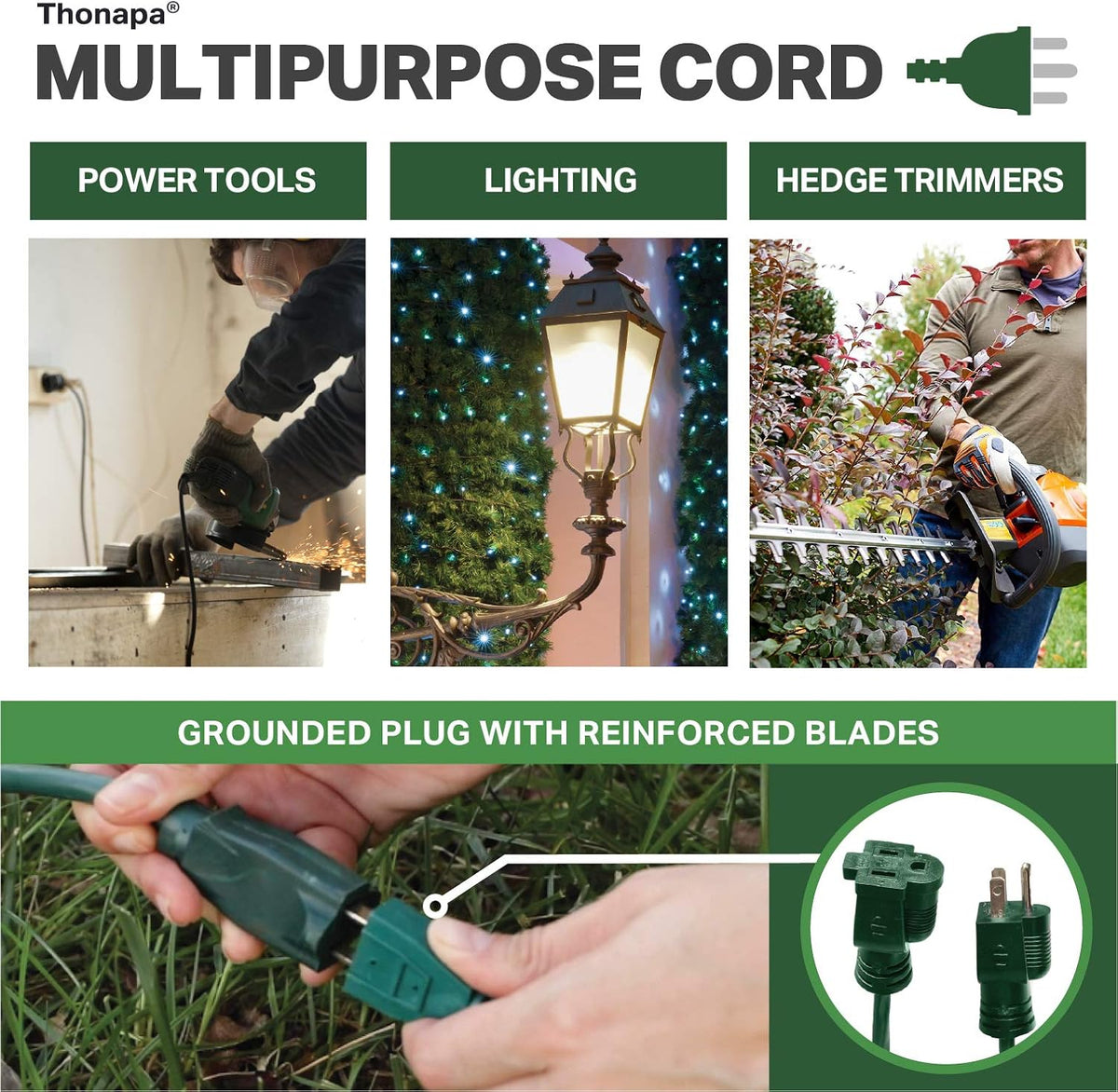 100 Ft Outdoor Extension Cord 16/3 Green T504770