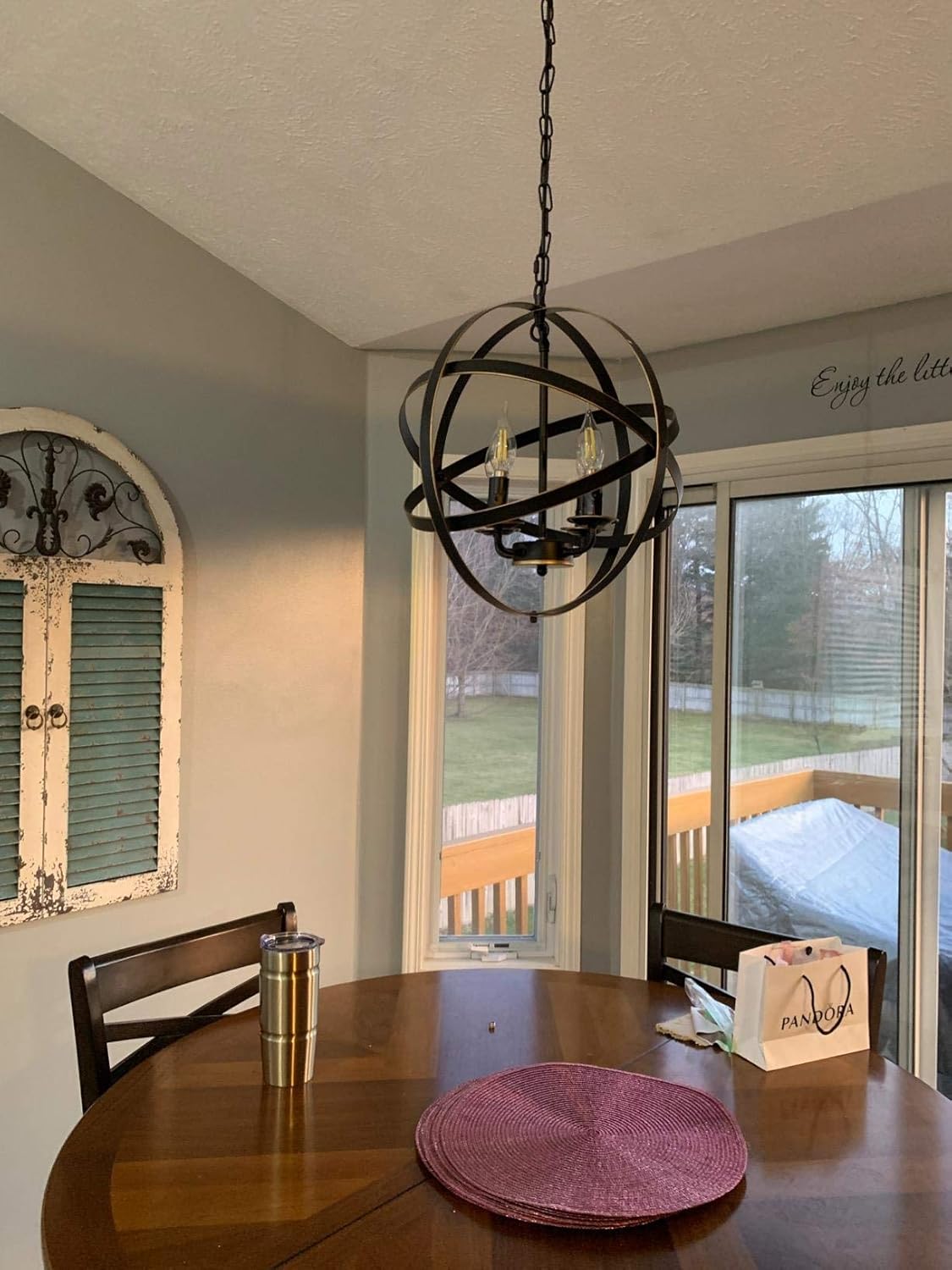 4-Light Black Pendant Lighting with Spherical Shade Q266