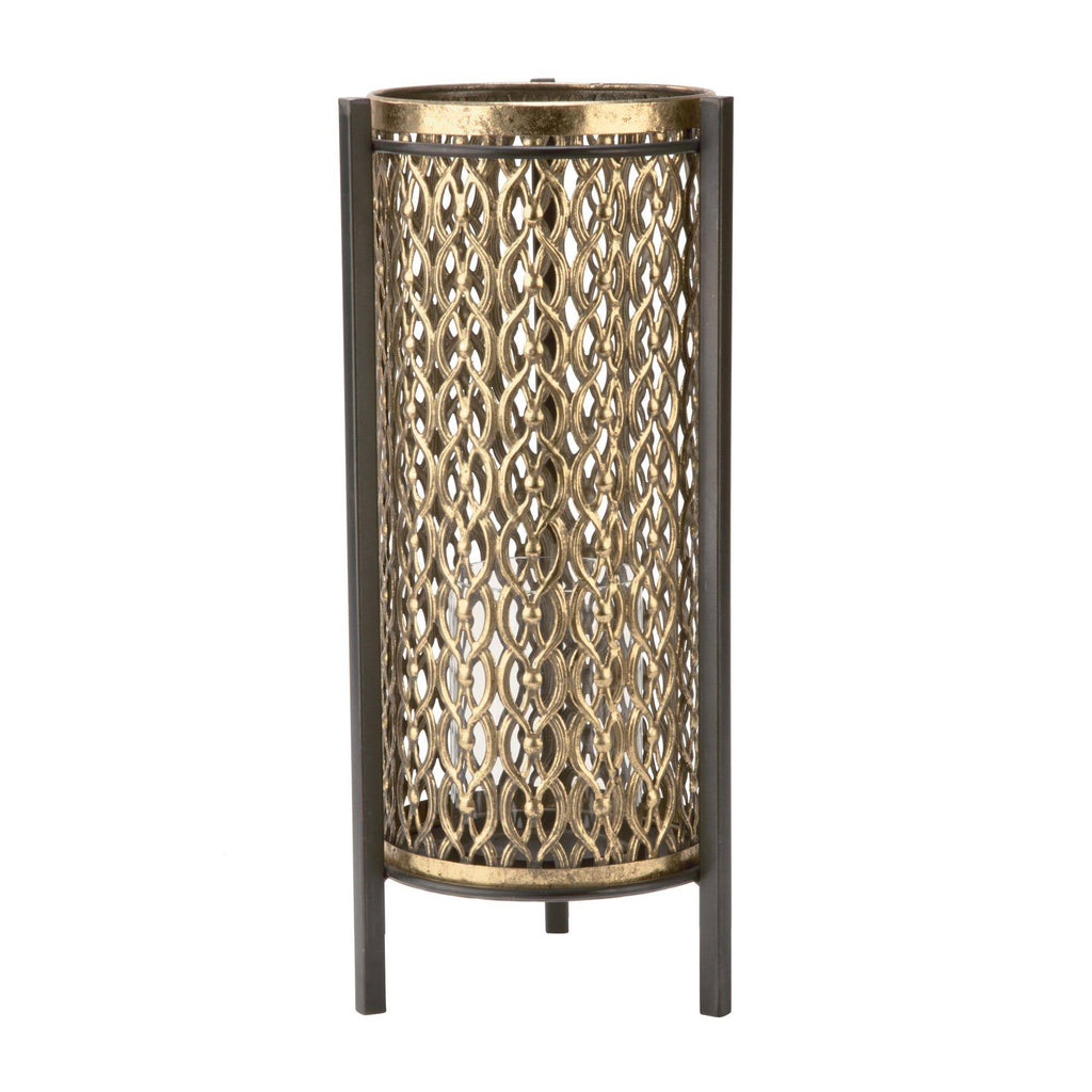 Antiqued Gold and Brown Contemporary Candle Stand O881