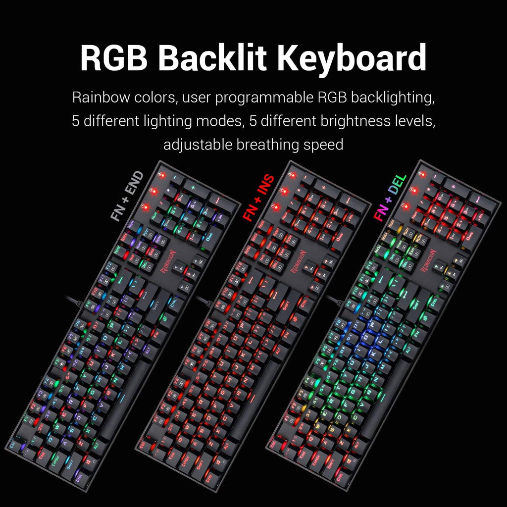Mechanical Gaming Keyboard and Mouse Combo Wired RGB Backlit 104 Key 7200 DPI N91837