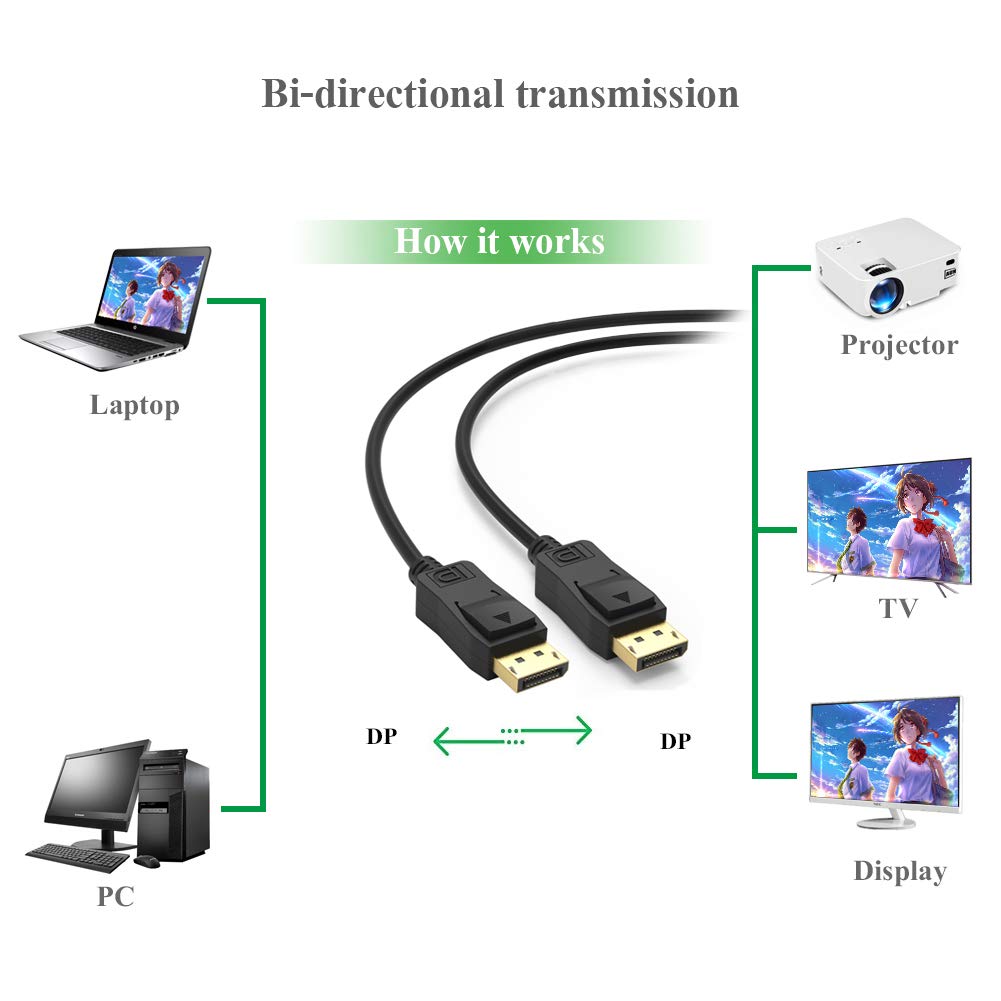 DisplayPort to DisplayPort Cable 6 feet 10-Pack Y2376