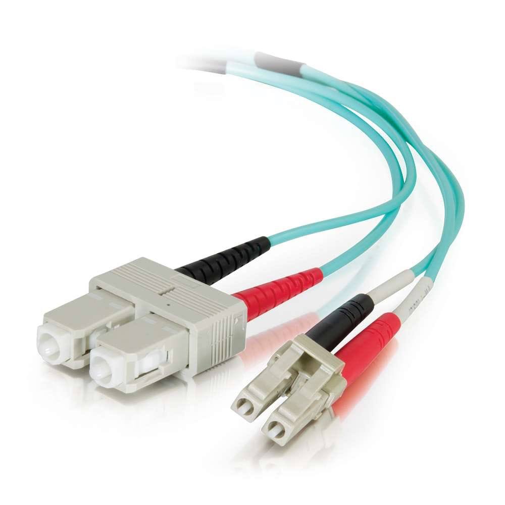 Aqua LC-SC Duplex Multimode Fiber Optic Cable Y7550