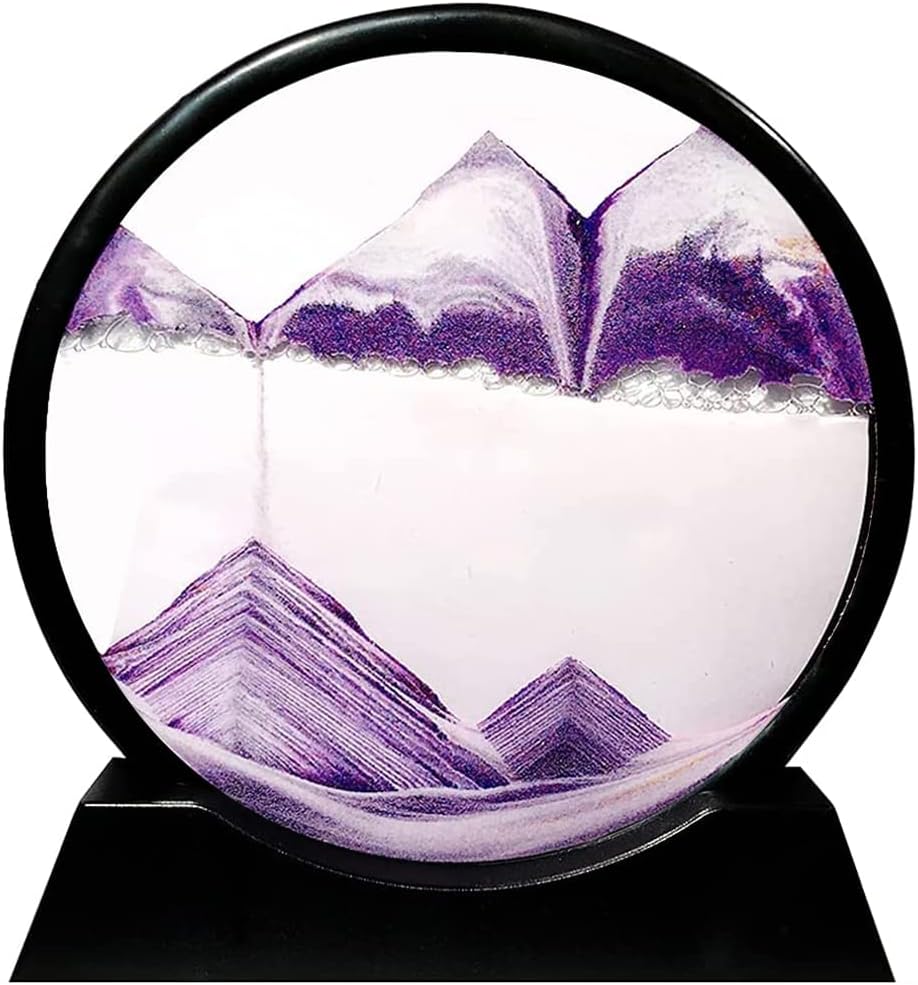 Moving Sand Art Picture Round Glass 3D Deep Sea (Blue, 7 Inch) T2387