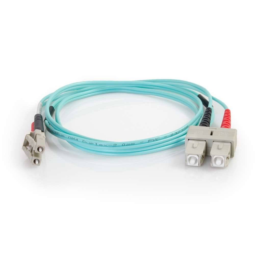 Aqua LC-SC Duplex Multimode Fiber Optic Cable Y7550