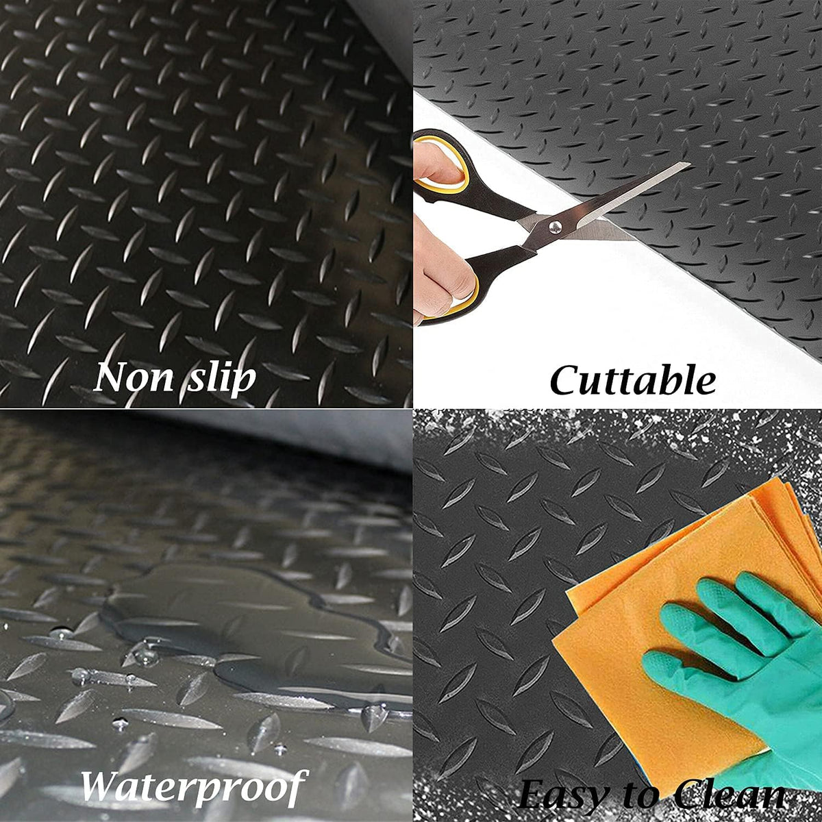 Rubber Garage Floor Mat 16.4 x 3.3 ft Non-Slip 1/8 in Thick M46406