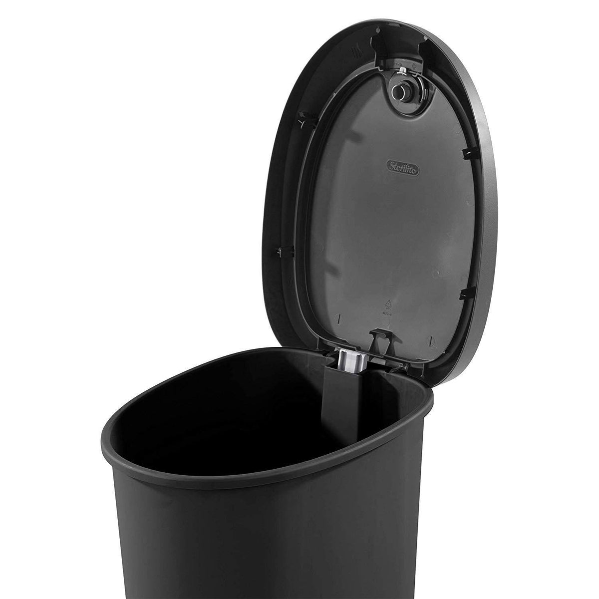 12.6 Gallon Locking StepOn Wastebasket Black 2 Pack Y55482