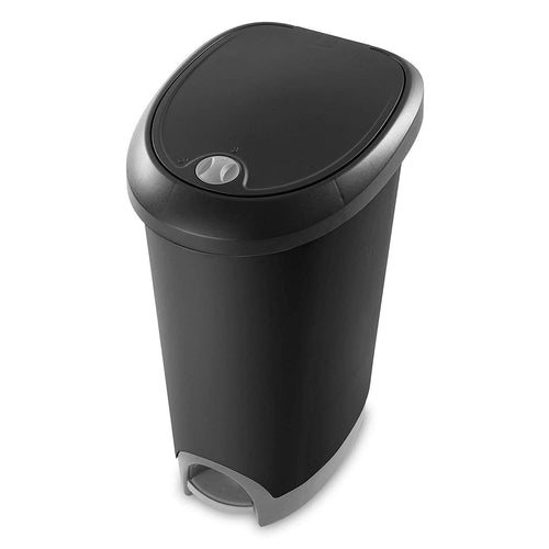 12.6 Gallon Locking StepOn Wastebasket Black 2 Pack Y55482