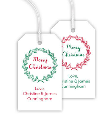 Merry Christmas Wreath Gift Tags M234