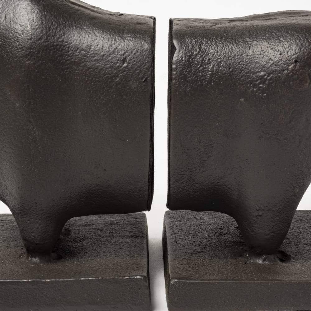Black Cast Aluminum Bull Bookends Set of 2 F835