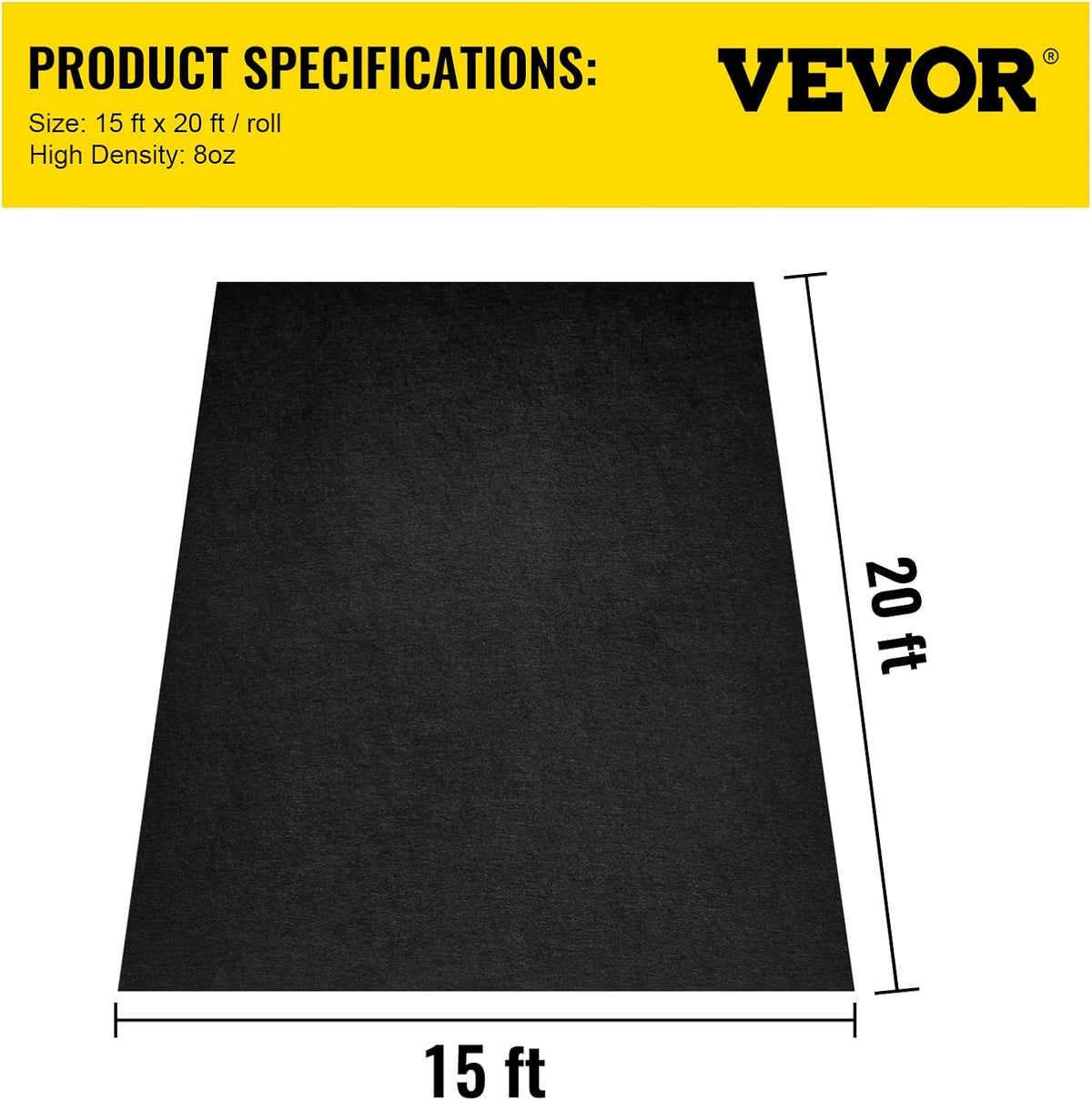 4OZ Heavy Duty Geotextile Landscape Fabric, 15ft x 20ft Black Pack of 2 L38799