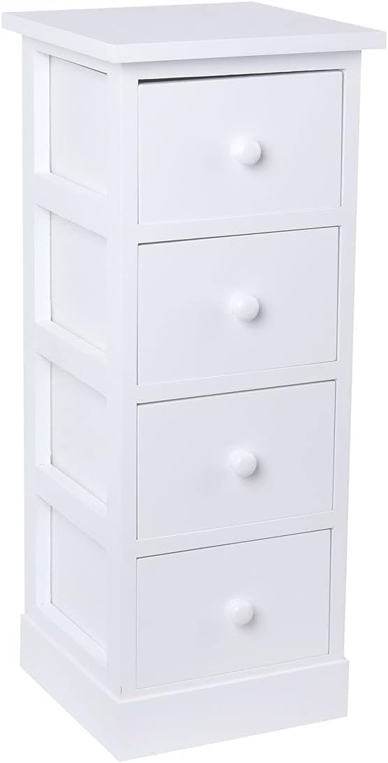 White 4 Drawer Wooden Bathroom Storage Cabinet T545540