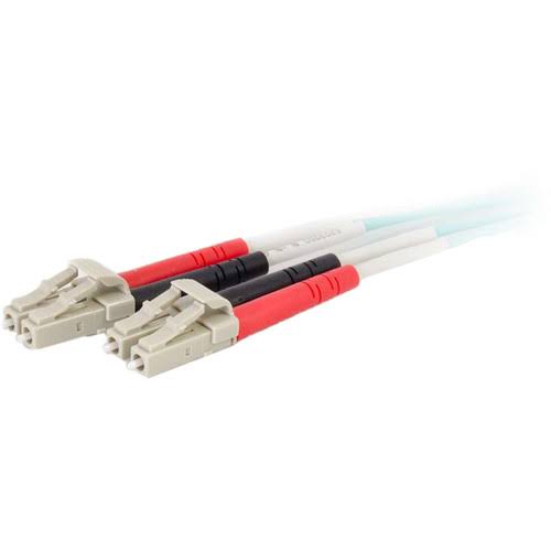 Aqua LC-SC Duplex Multimode Fiber Optic Cable Y7550