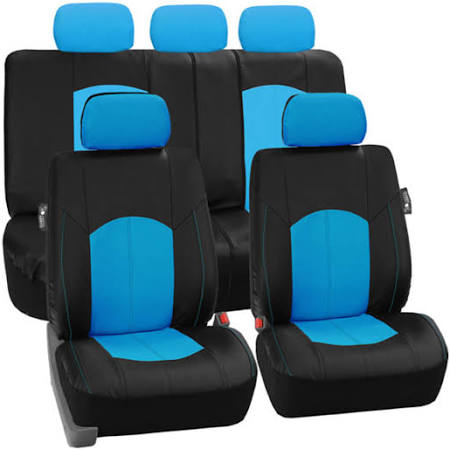 Black Perforated Leatherette Full Set Car Seat Covers K5260