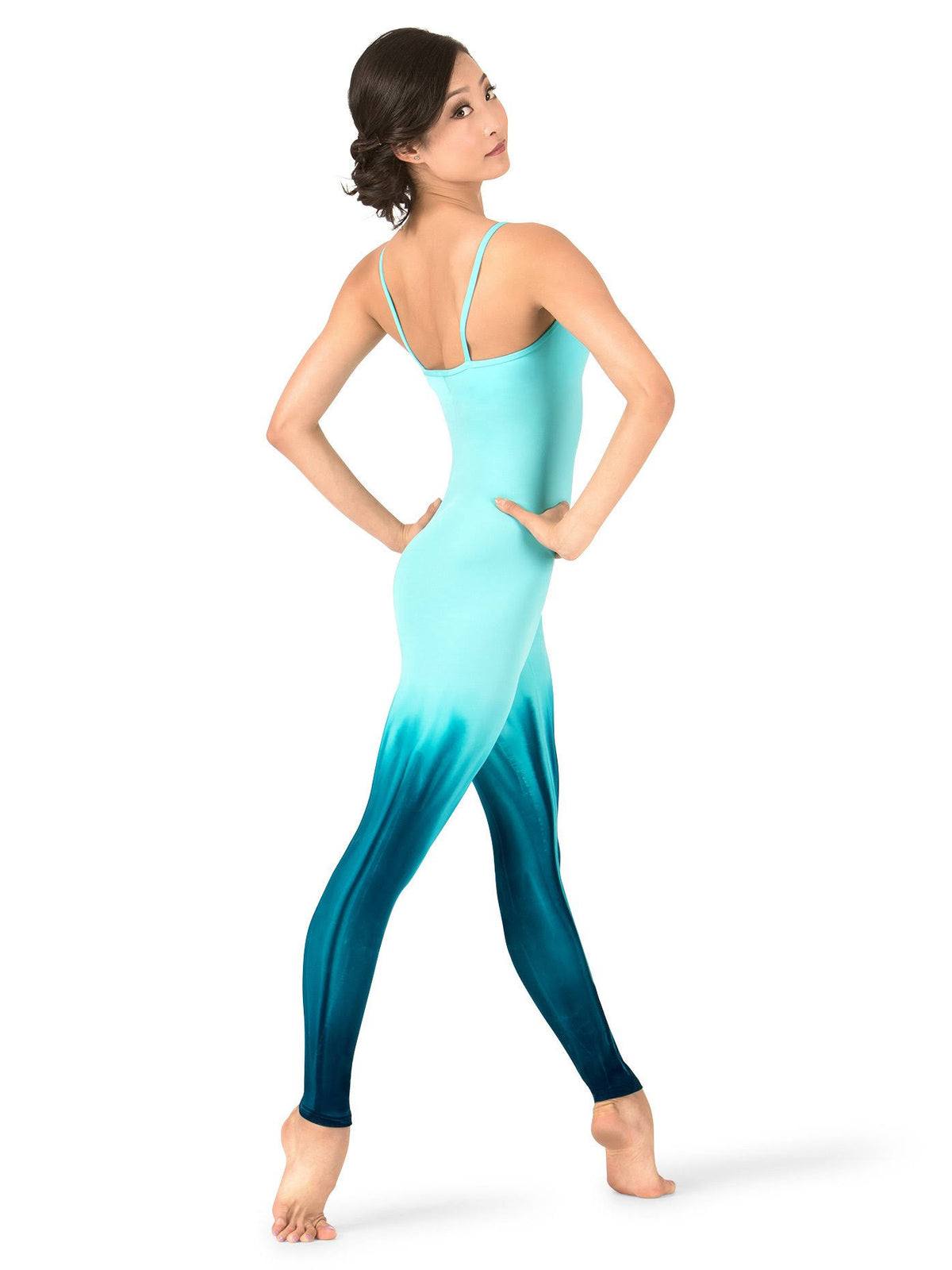 Aqua Teal Hand Painted Camisole Unitard G4480