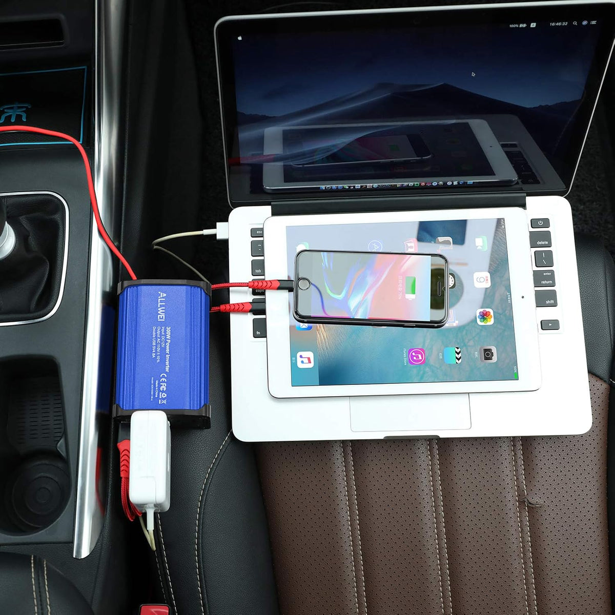 300W Car Power Inverter DC 12V to 110V AC Converter Dual USB Car Charger Adapter Pack of 2 G928