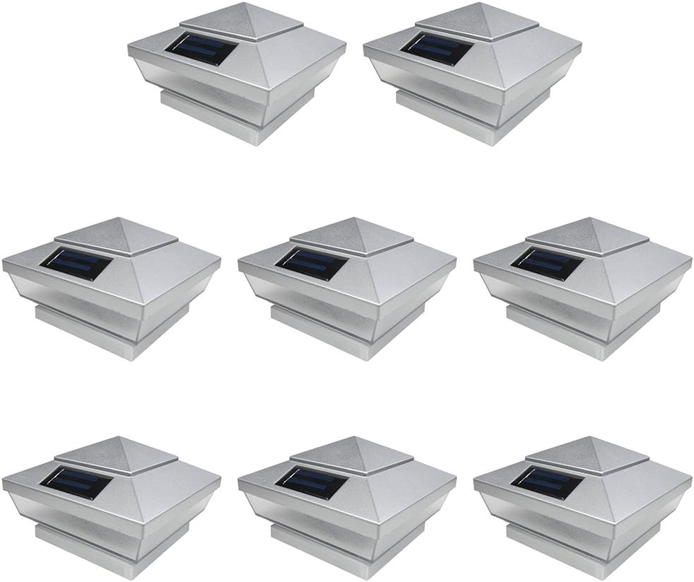 8 Pack Silver Solar 5-LED Post Deck Cap Square Fence Light C216