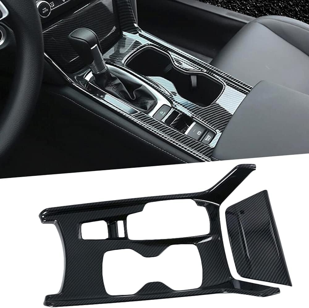ABS Carbon Fiber Style Gear Shift Panel Cover Water Cup Holder Cover J2487