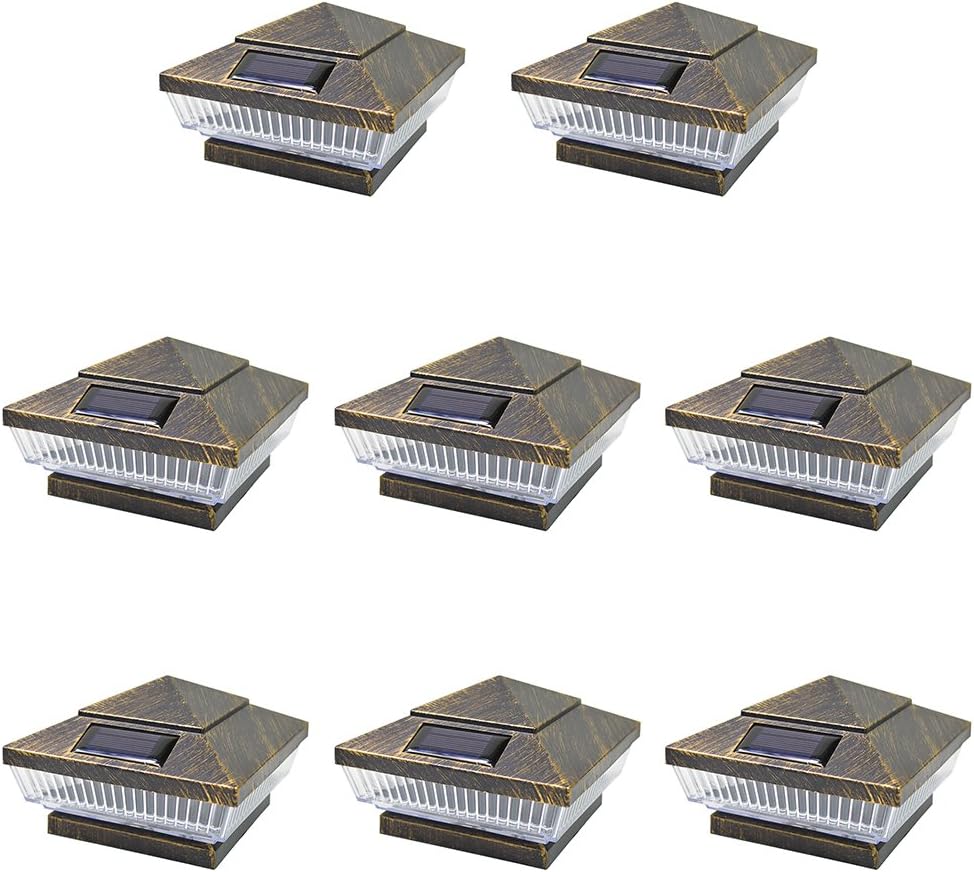 8 Pack Silver Solar 5-LED Post Deck Cap Square Fence Light C216