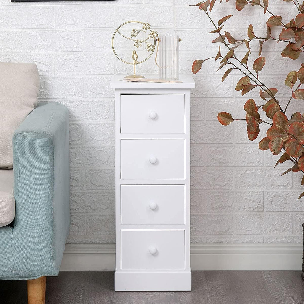 White 4 Drawer Wooden Bathroom Storage Cabinet T545540
