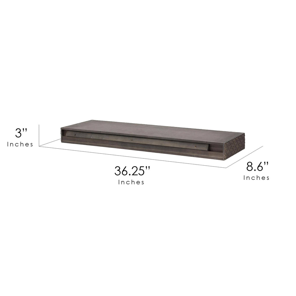 Large Black Wood Floating Wall Shelf Y85272