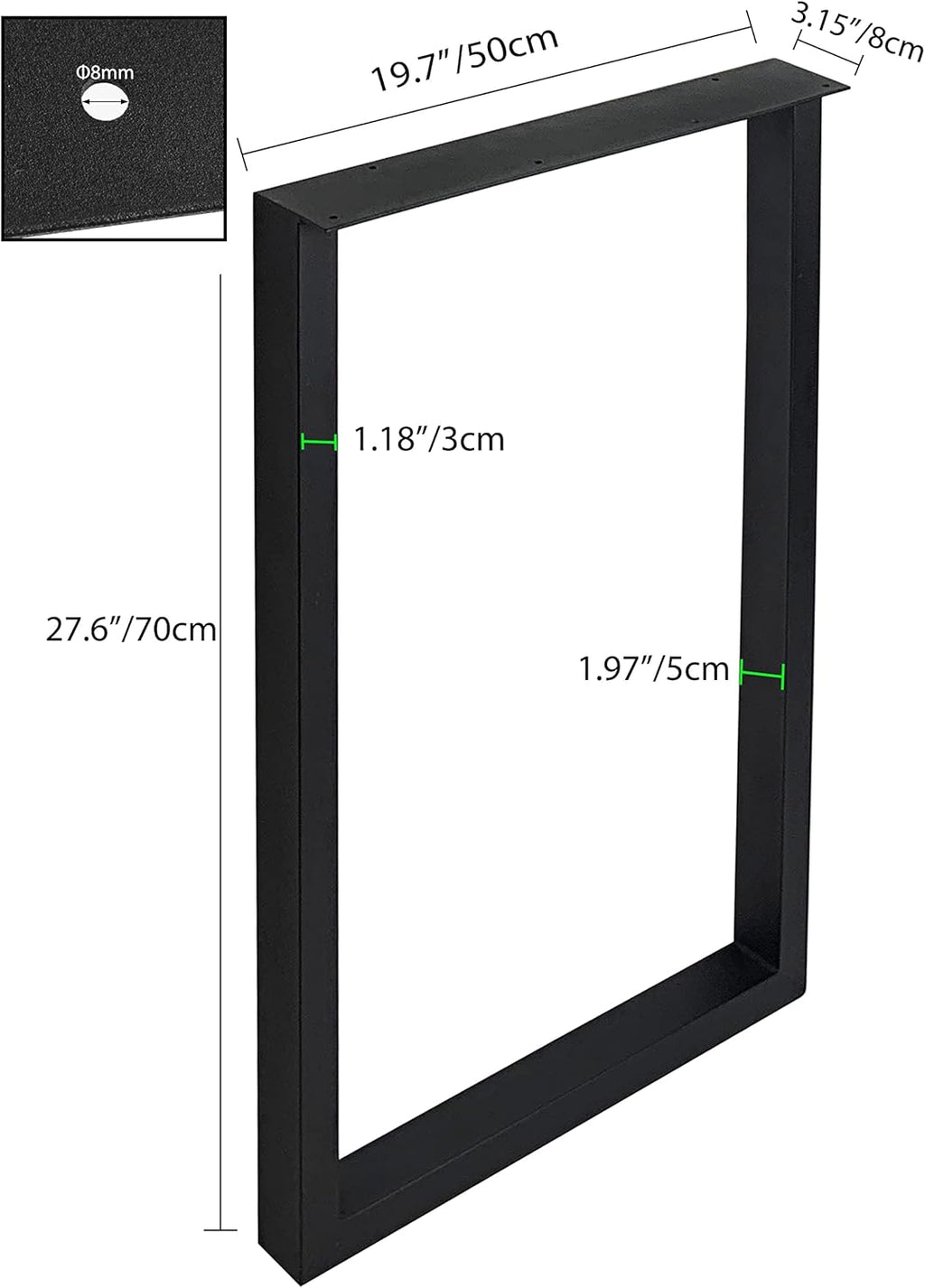 28'' Height 17.7'' Wide Black Metal Table Legs 2 PCS I491386