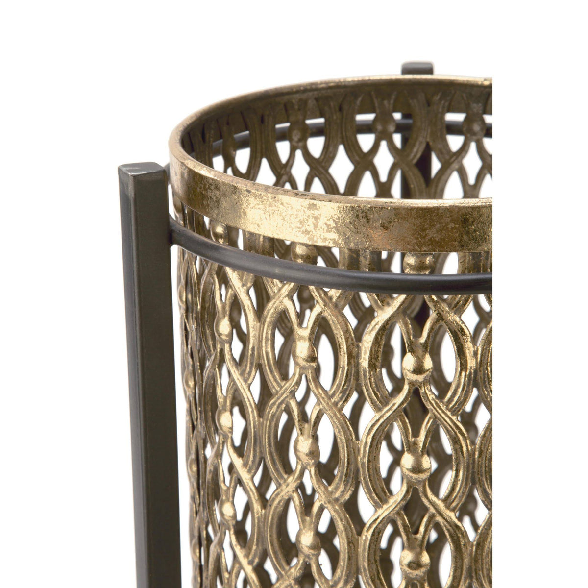 Antiqued Gold and Brown Contemporary Candle Stand O881