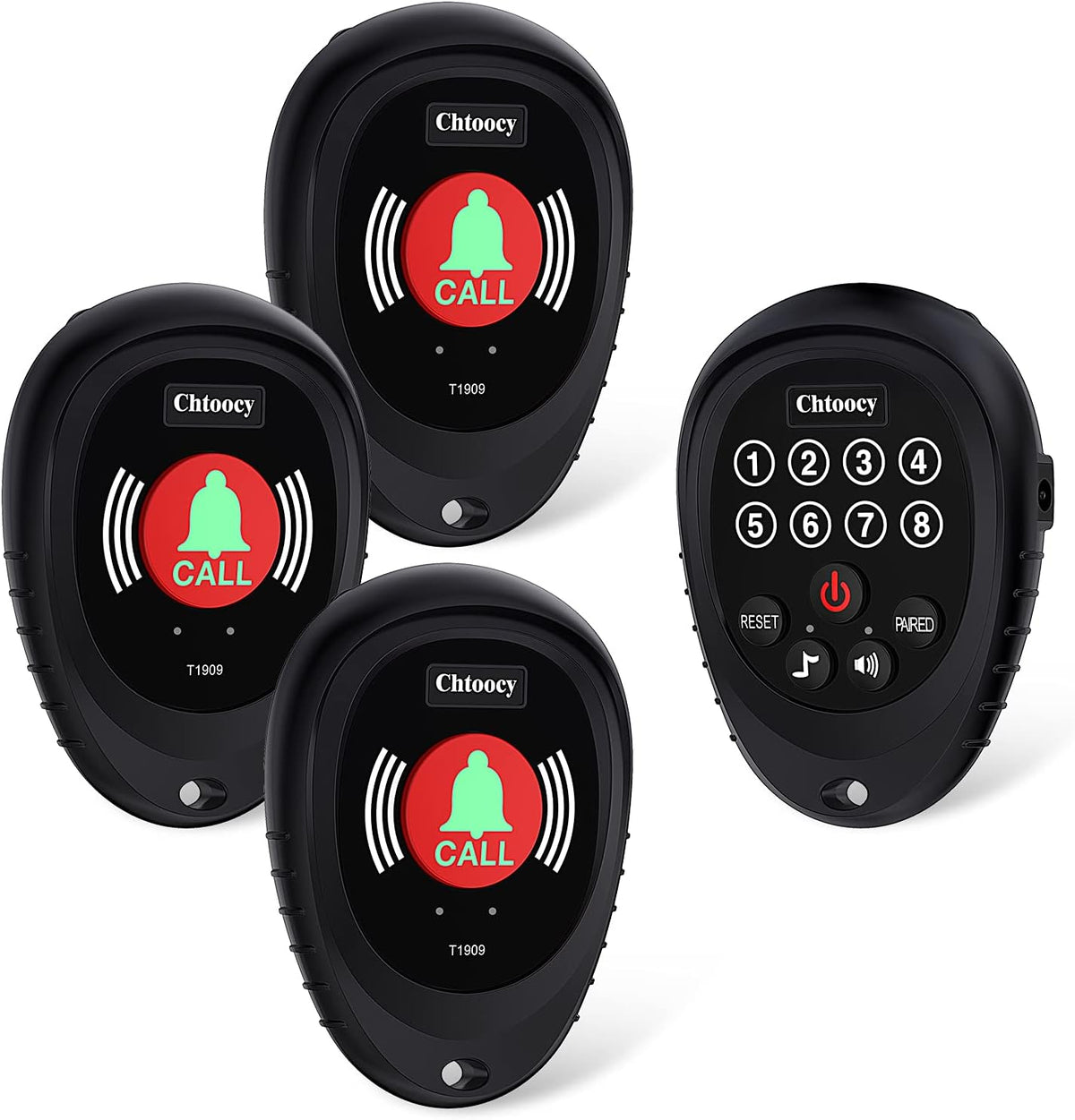 Rechargeable Wireless Caregiver Pager 1000 Feet Range 3 Call Buttons and 1 Receiver White H7895
