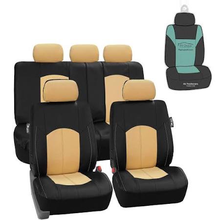 Black Perforated Leatherette Full Set Car Seat Covers K5260