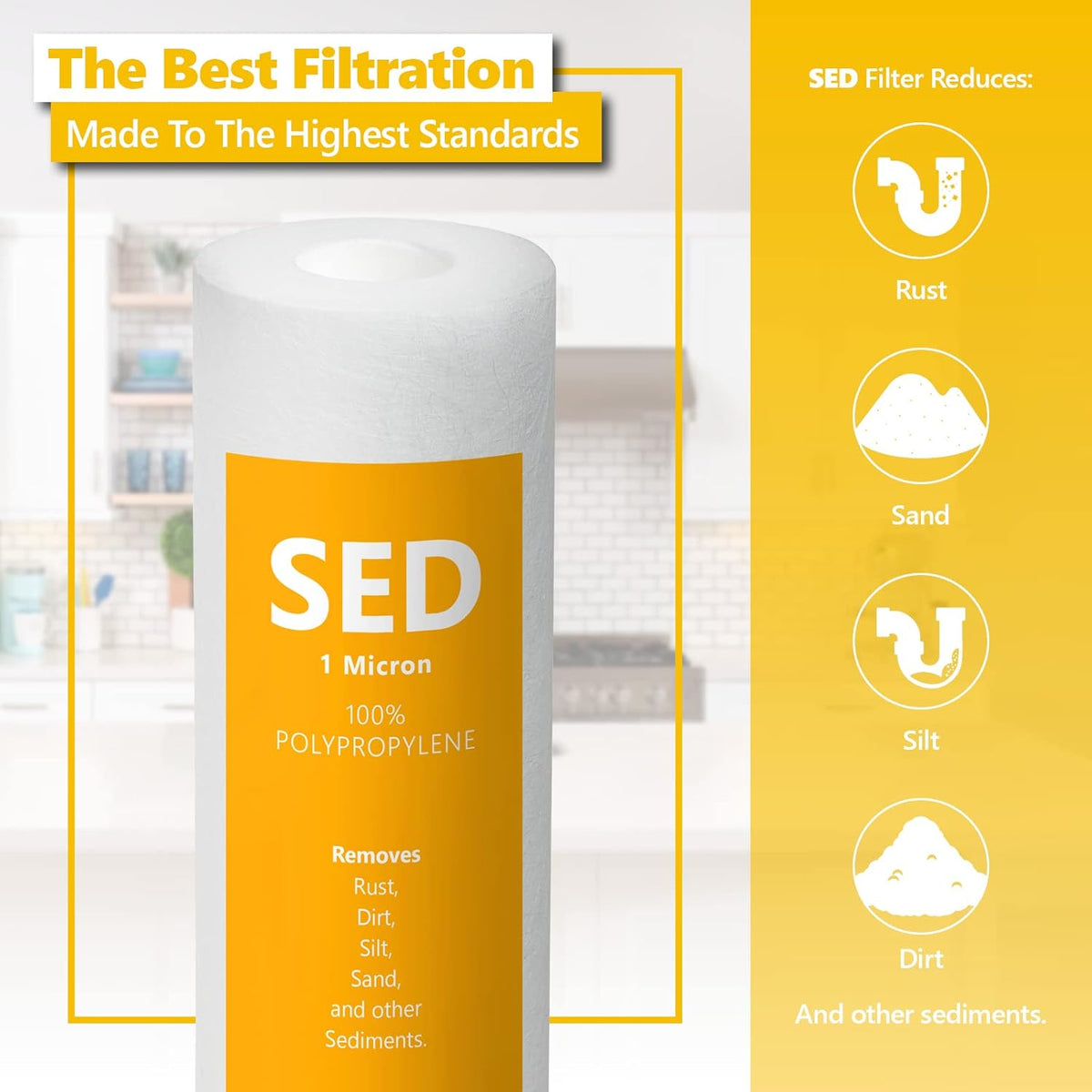 50 Pack 1 Micron 10 inch Sediment Water Filter Replacement W3234