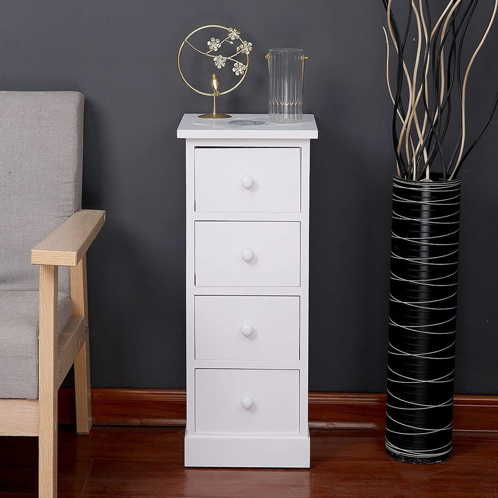 White 4 Drawer Wooden Bathroom Storage Cabinet T545540