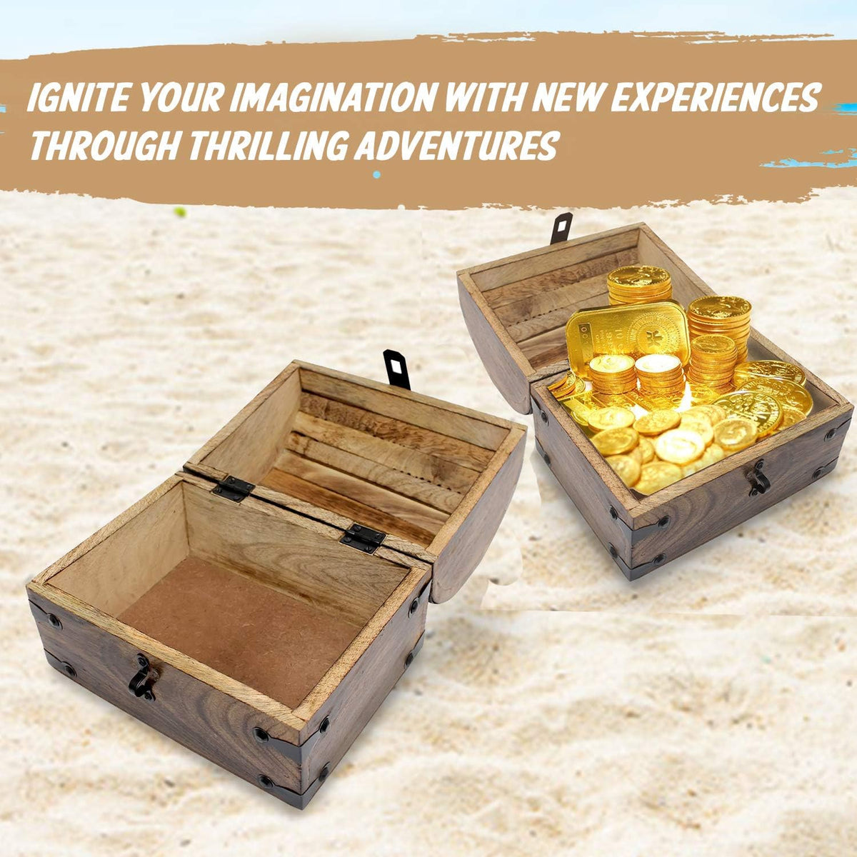 Pirate Treasure Chest with Iron Lock and Skeleton Key X74745