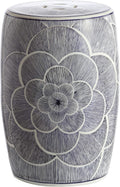 Blue Ceramic Drum Garden Stool S78689