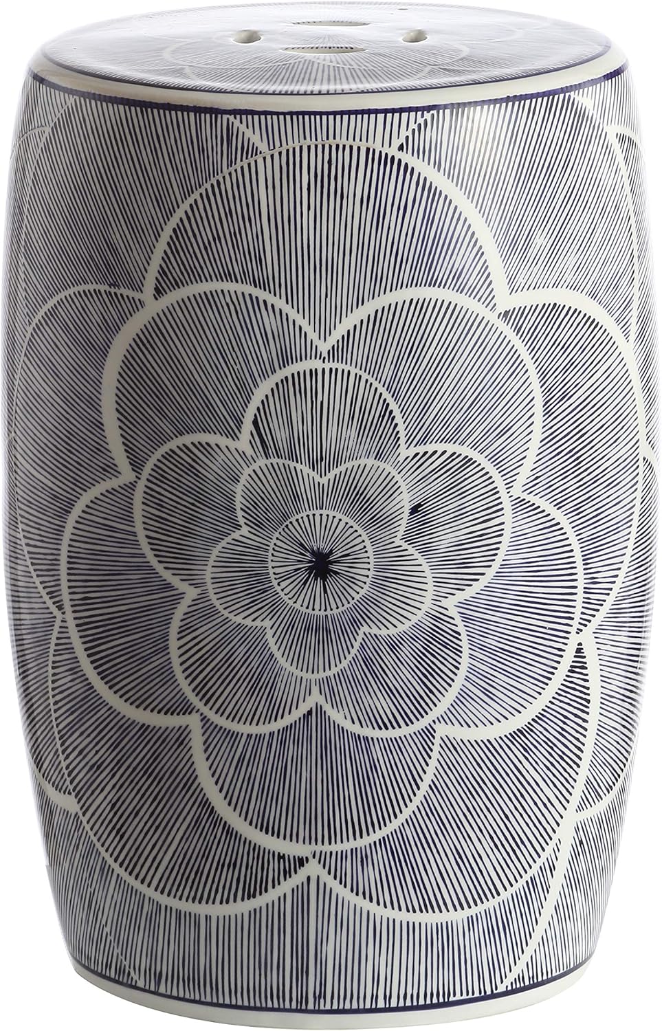 Blue Ceramic Drum Garden Stool S78689