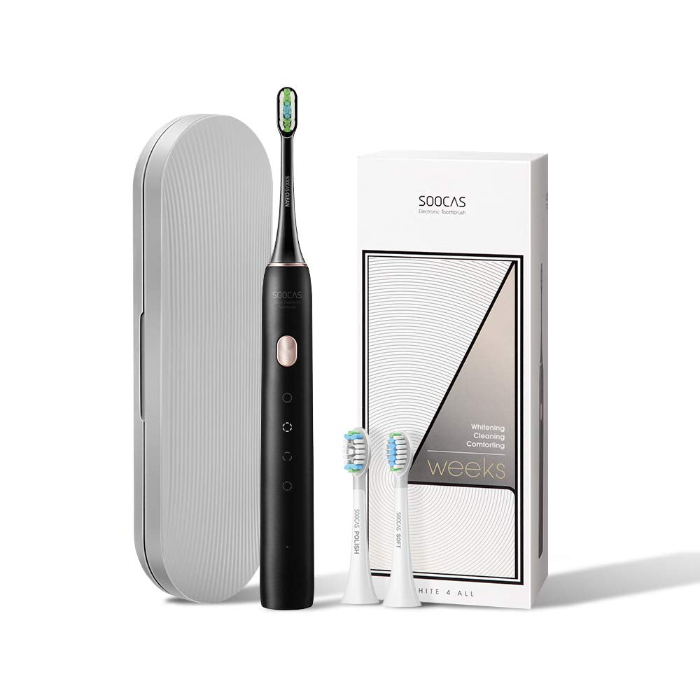 Pink Rechargeable Electric Toothbrush with 4 Brush Heads J476