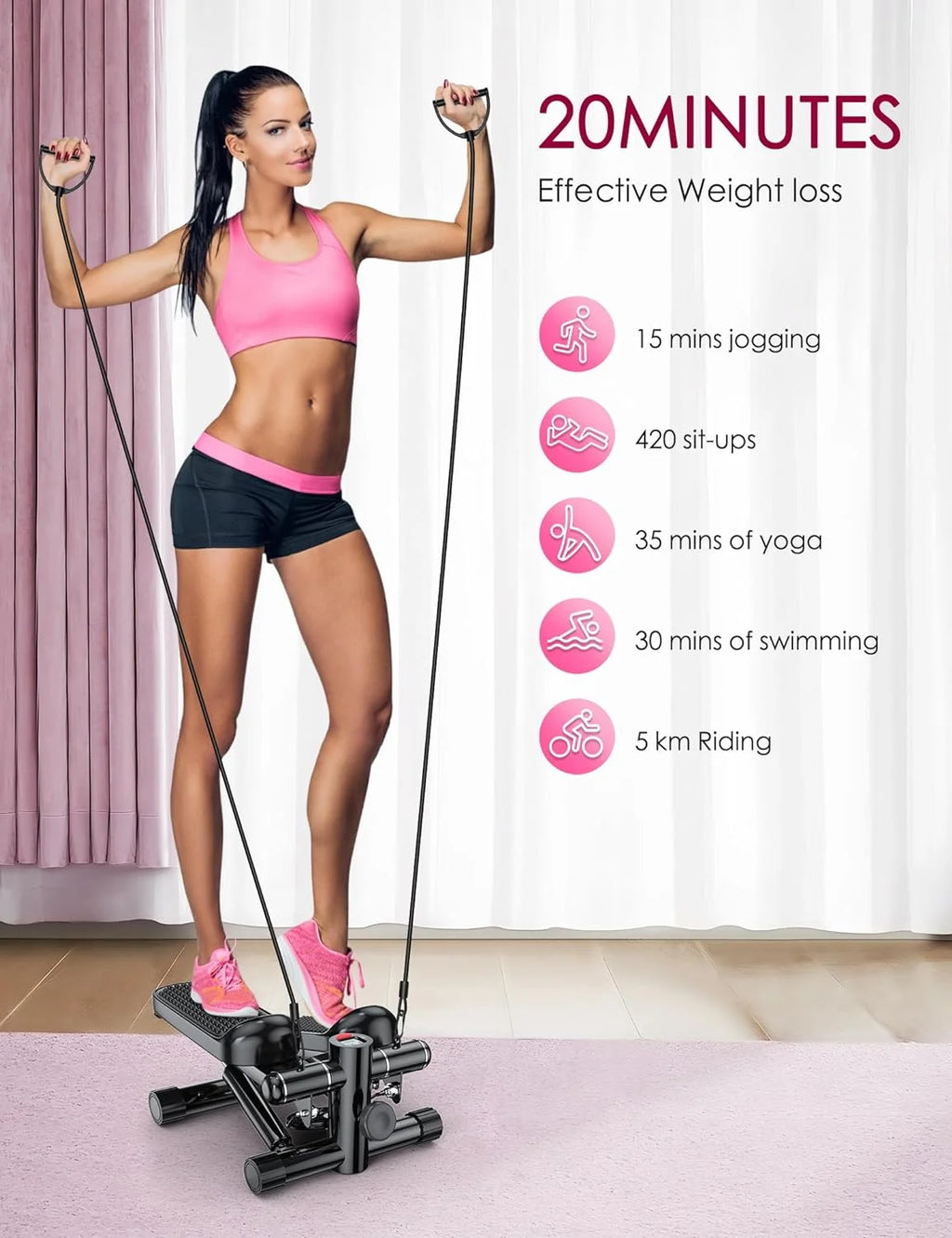 Stair Stepper with Resistance Bands and Digital Monitor X9792