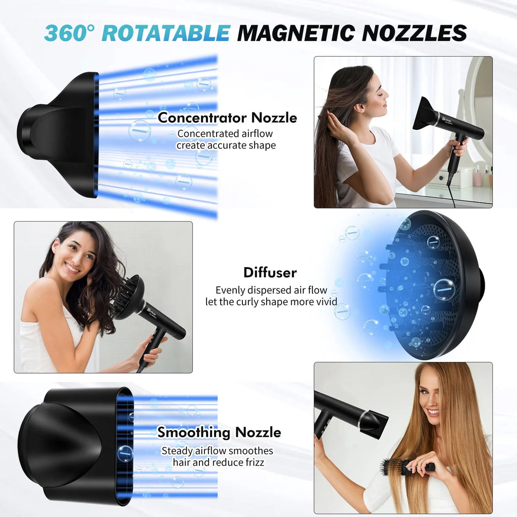 Black 1600W High-Speed Ionic Hair Dryer T820