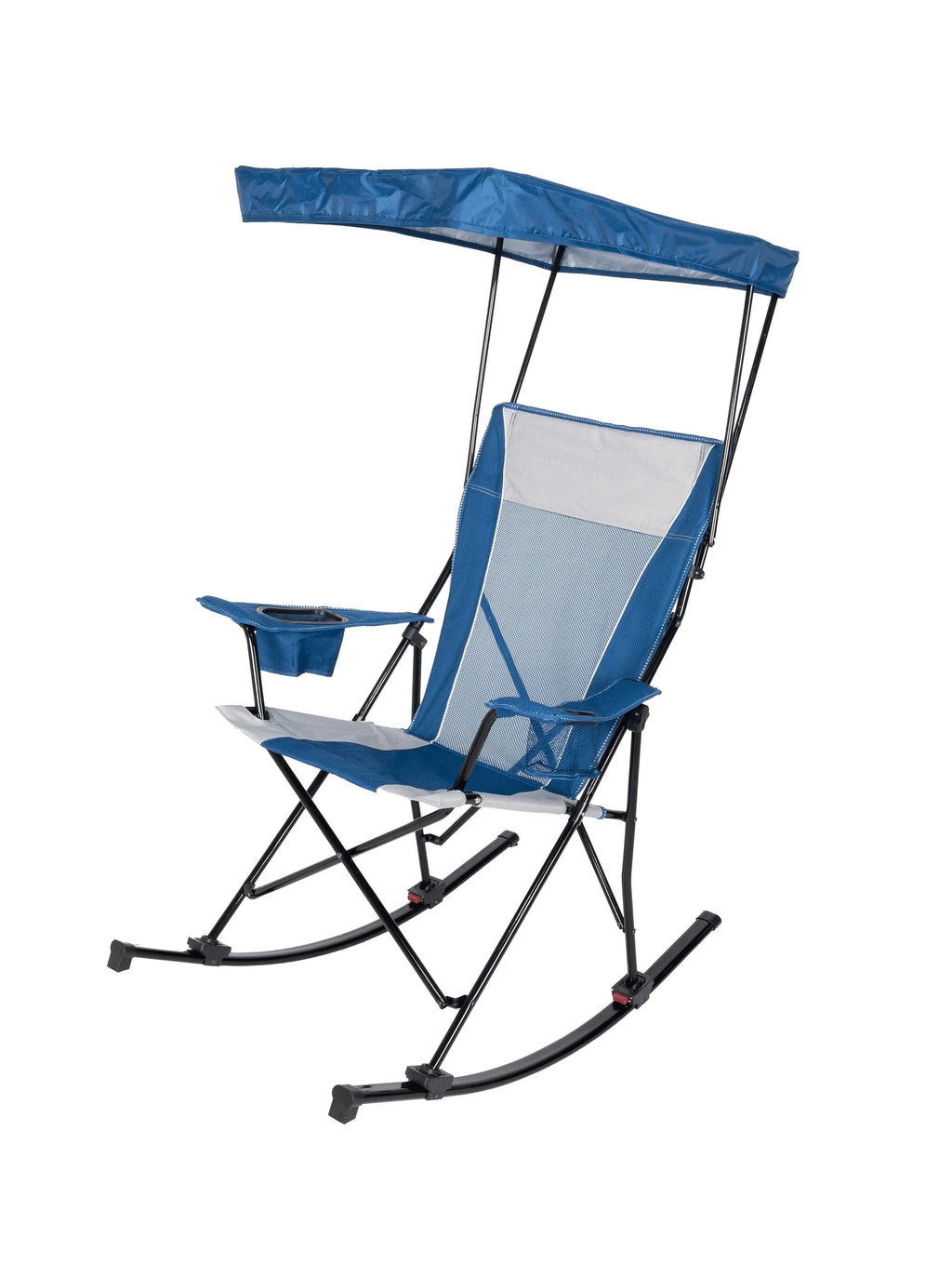 Blue and Grey Mesh Rocking Camp Chair with Canopy O294075