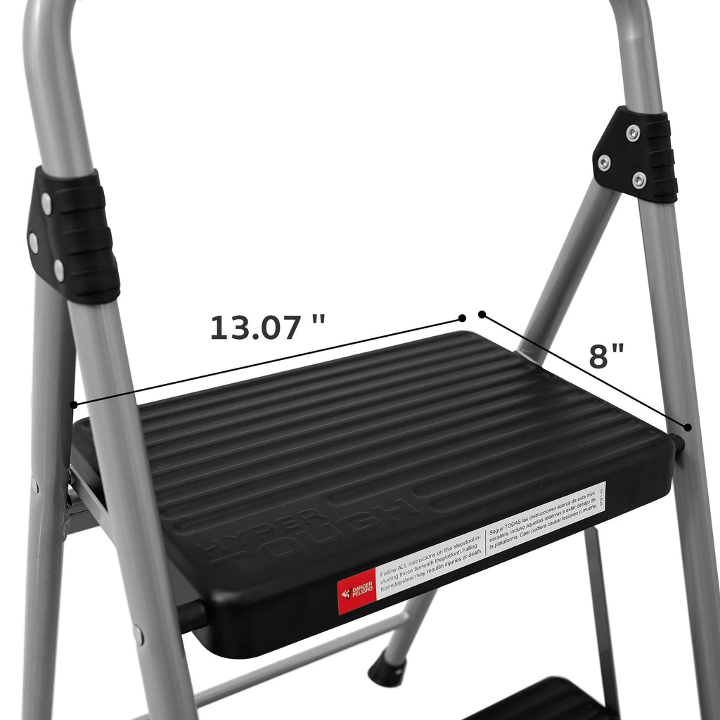 Gray & Black 2-Step Steel Foldable Step Stool F750