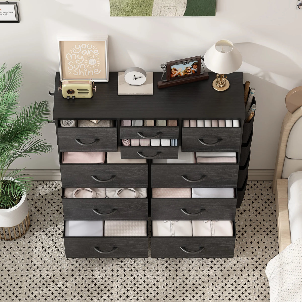 Brown 10 Drawer Fabric Dresser H81908