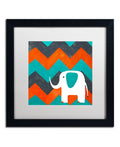 Elephant on Chevron Art with Black Frame U8593