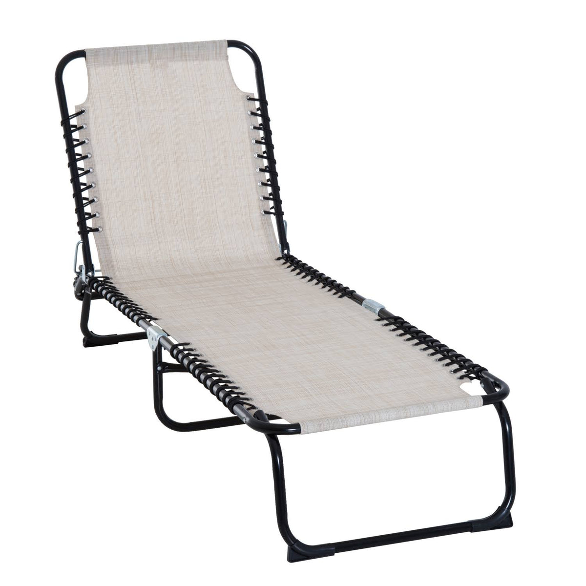 Cream White Folding Reclining Beach Chair U3092