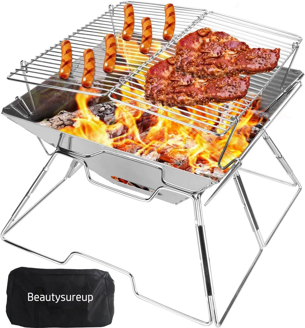 Charcoal Folding Stainless Steel BBQ Grill Q36880